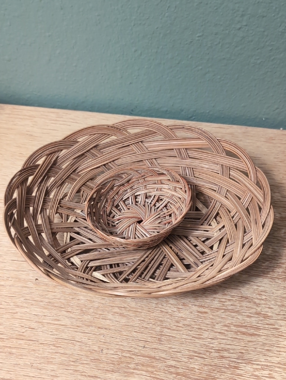 Woven Rattan Decorative Basket Set Natural Brown